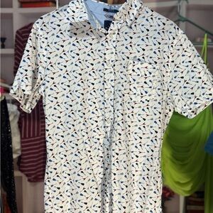 Ben Sherman White Shirt with Multicolor Pattern